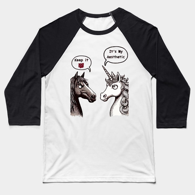 Keep It 100 Unicorn Baseball T-Shirt by Mr.PopArts